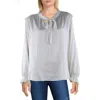 Calvin Klein Womens Tie Neck Ruffled Blouse