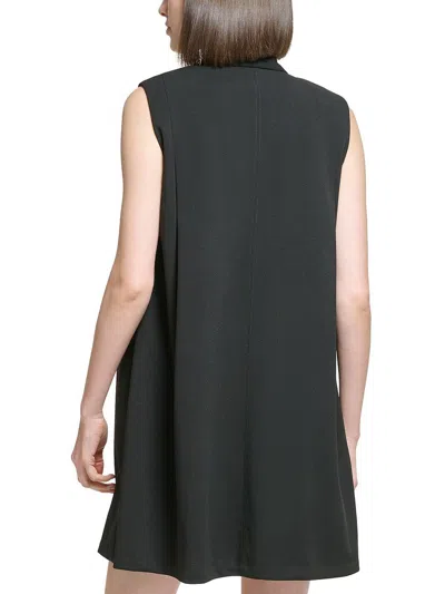 Calvin Klein Womens Tie Neck Short Mini Dress In Black