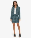 Calvin Klein Women's Two-button Cropped Tweed Blazer In Cypress Mu