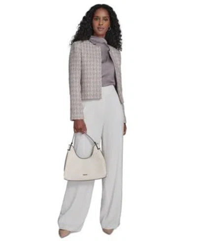 Calvin Klein Womens Tweed Open Front Jacket Wide Leg Pants In Gray