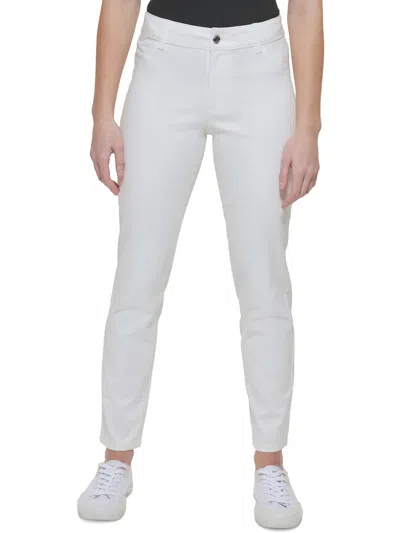 Calvin Klein Womens Twill High Rise Skinny Pants In White