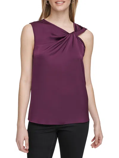 Calvin Klein Womens Twisted-neck Tank Shell In Purple