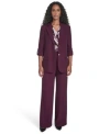 Calvin Klein Womens Two Button Roll Tab Jacket Wide Leg Pants In Purple