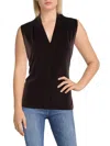 Calvin Klein Gathered V-neck Sleeveless Top In Brown