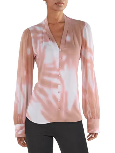 Calvin Klein Womens V Neck Tie Dye Pullover Top In Multi