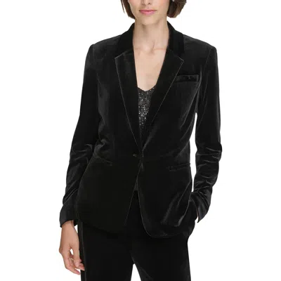 Calvin Klein Womens Velvet Business One-button Blazer In Black