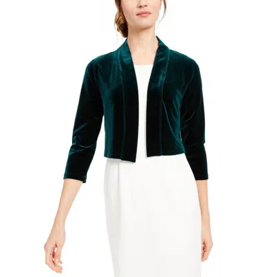 Calvin Klein Womens Velvet Layering Shrug Sweater In Green