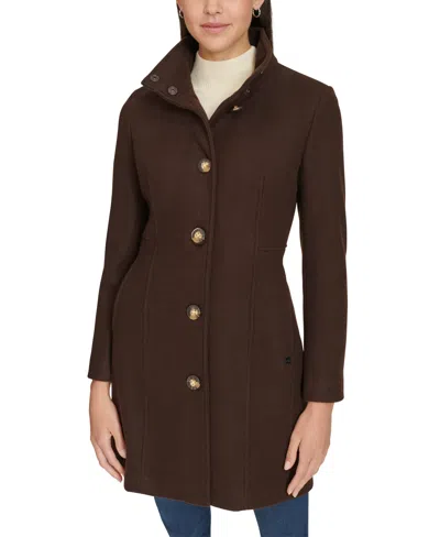 Calvin Klein Womens Walker Coat In Chocolate Melange