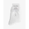 Calvin Klein Womens White Branded Pack Of Two Woven Socks Eur 35-38/2-5 Uk In White