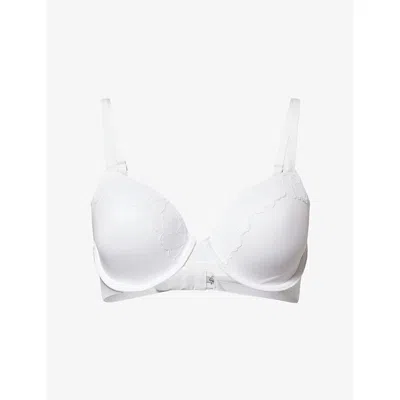 Calvin Klein Womens White Perfectly Fit Lace Lightly-lined Full-coverage Bra In Gray