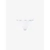 Calvin Klein Womens White Ribbed Cotton-blend String Thong In White
