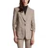 Calvin Klein Womens Window Pane Houndstooth One-button Blazer In Brown