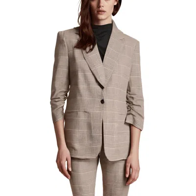 Calvin Klein Womens Window Pane Houndstooth One-button Blazer In Brown