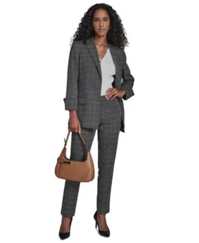 Calvin Klein Womens Windowpane Open Front Jacket Windowpane Highline Pants In Gray
