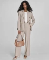 Calvin Klein Womens Windowpane Print Blazer Pants In Wicker Multi