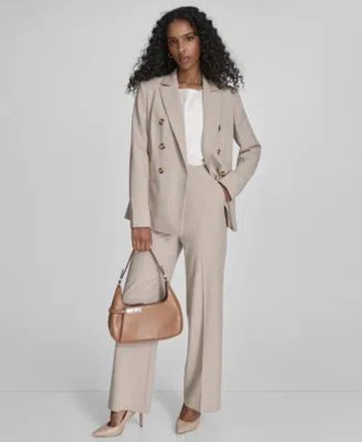 Calvin Klein Womens Windowpane Print Blazer Pants In Wicker Multi