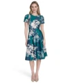 Calvin Klein Womens Womens Scuba Floral Print Fit Flare Dress 0p 16 In Multi