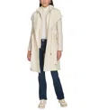 Calvin Klein Womens Wool Blend Belted Wrap Coat, Created For Macys In Nude