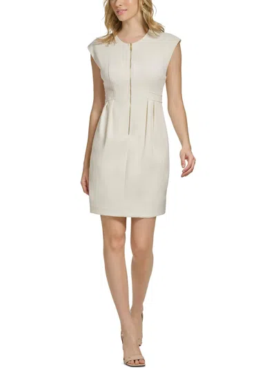 Calvin Klein Womens Work Short Fit & Flare Dress In Beige
