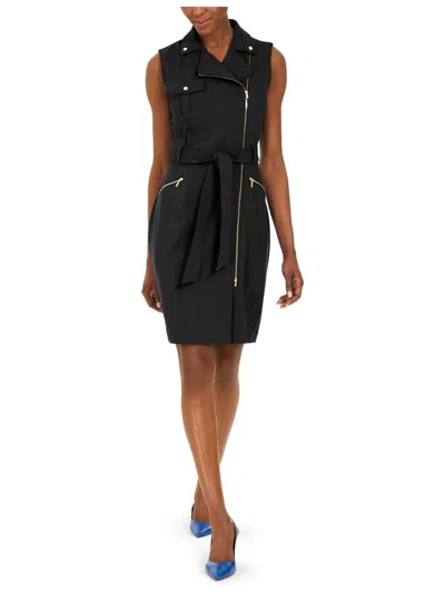 Calvin Klein Womens Zipper Polyester Sheath Dress In Black