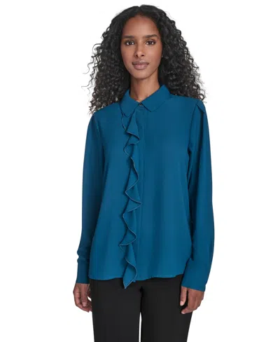 Calvin Klein Women'sâ Long-sleeve Blouse In Green