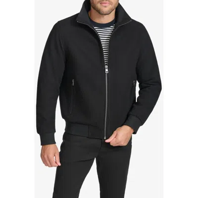 Calvin Klein Wool Blend Bomber Jacket In Black