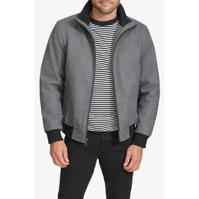Calvin Klein Wool Blend Bomber Jacket In Charcoal