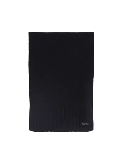 Calvin Klein Wool Blend Scarf In Black