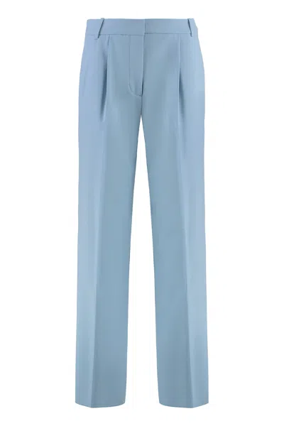 Calvin Klein Wool Blend Wide-leg Trousers In Blue