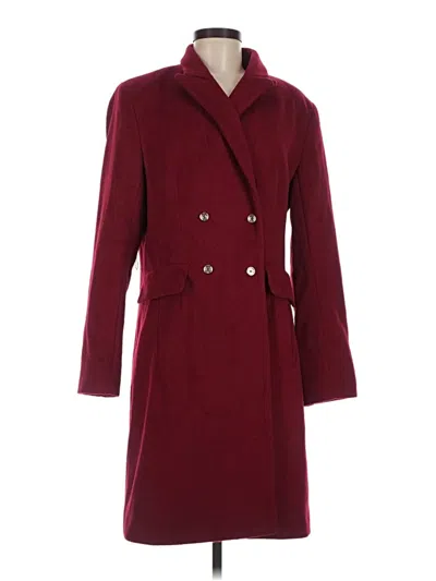 Pre-owned Calvin Klein Wool Coat In Burgundy