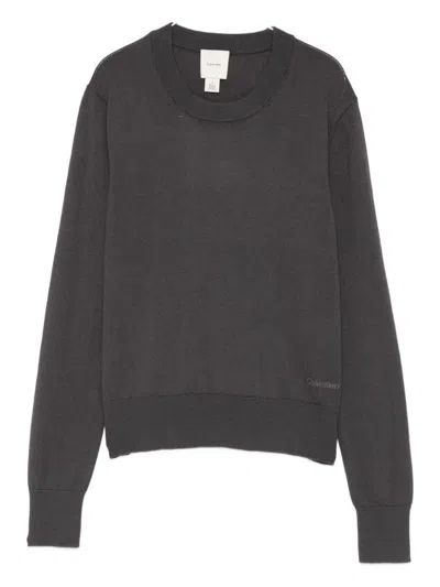Calvin Klein Wool Crew Neck Sweater In Gray