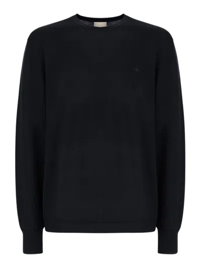 Calvin Klein Wool Crewneck Sweater In Black