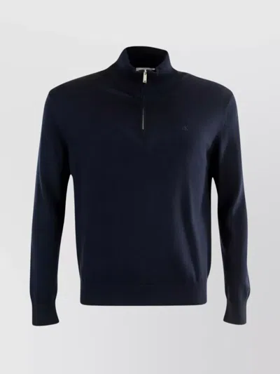 CALVIN KLEIN WOOL CREWNECK SWEATER FEATURING RIBBED CUFFS AND HEM