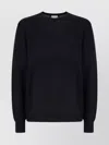 Calvin Klein Wool Crewneck Sweater With Ribbed Cuffs And Hem In Black
