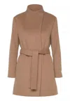 Calvin Klein Wool Funnel Neck Coat In Beige
