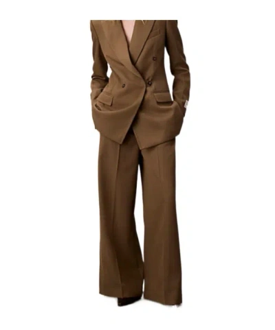 CALVIN KLEIN WOOL GABARDINE WIDE LEG TROUSERS