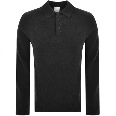 Calvin Klein Wool Knit Polo Black Heather
