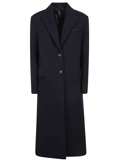 Calvin Klein Wool Herringbone Coat In Black