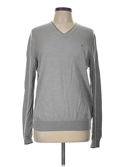Pre-owned Calvin Klein Wool Pullover Sweater In Gray