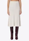 Calvin Klein White Wool Ribbed Skirt In White