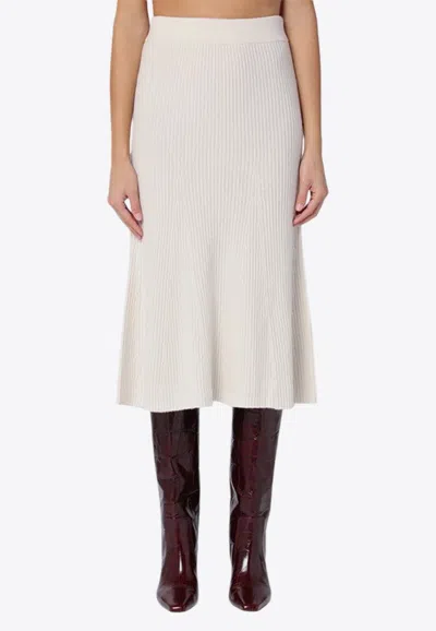 CALVIN KLEIN WOOL RIBBED MIDI SKIRT