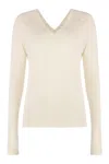 Calvin Klein Wool V-neck Sweater With Ribbed Knit
