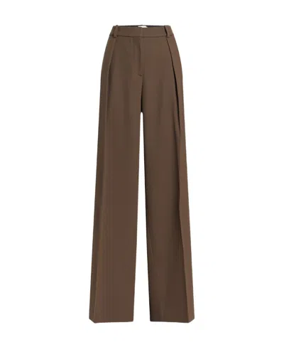 Calvin Klein Wool Wide-legged Casual Trousers In Green