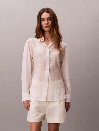 Calvin Klein Woven Shirt With Back White Sand In Pink