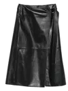 Calvin Klein Wrap-design Leather Skirt In Black