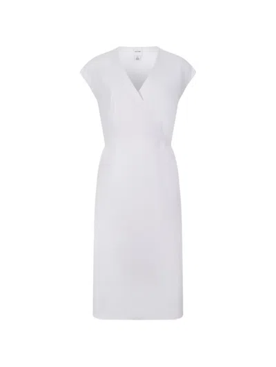 Calvin Klein Wrap-style Cap-sleeve Dress In White