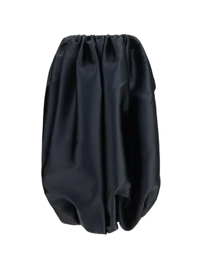 Calvin Klein Gathered Duchesse Satin Maxi Skirt In Black