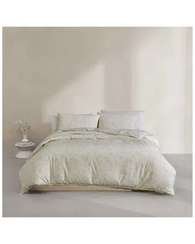 Calvin Klein Yellow Leaves Cotton Comforter Set In White