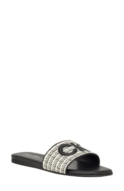 Calvin Klein Women's Yides Slip-on Square Toe Flat Sandals In Black