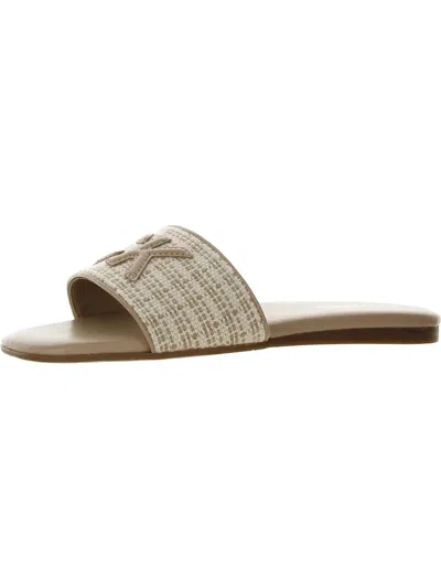 Calvin Klein Yides Womens Logo Textured Slide Sandals In Brown